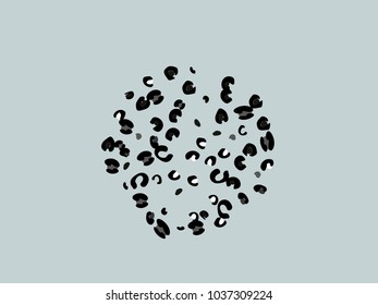 Colorful animal spots. Animal abstract print pattern. Gentle Grey background. Vector illustration for celebration, party, holiday, invitation and Your project. Chaotic Decor. Modern Creative Style.