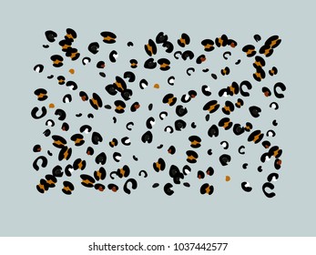 Colorful animal spots. Animal abstract print pattern. Gentle Grey background. Vector illustration for celebration, party, holiday, invitation and Your project. Chaotic Decor. Modern Creative Style.