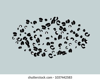 Colorful animal spots. Animal abstract print pattern. Gentle Grey background. Vector illustration for celebration, party, holiday, invitation and Your project. Chaotic Decor. Modern Creative Style.