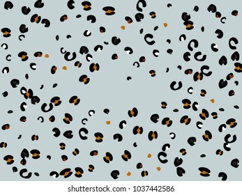 Colorful animal spots. Animal abstract print pattern. Gentle Grey background. Vector illustration for celebration, party, holiday, invitation and Your project. Chaotic Decor. Modern Creative Style.