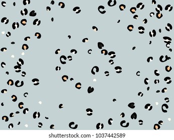 Colorful animal spots. Animal abstract print pattern. Gentle Grey background. Vector illustration for celebration, party, holiday, invitation and Your project. Chaotic Decor. Modern Creative Style.