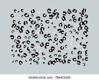 Colorful animal spots. Animal abstract print pattern. Gentle Grey background. Vector illustration for celebration, party, holiday, invitation and Your project. Chaotic Decor. Modern Creative Style.