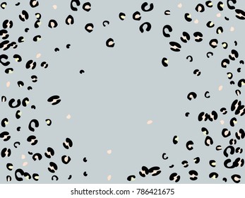 Colorful animal spots. Animal abstract print pattern. Gentle Grey background. Vector illustration for celebration, party, holiday, invitation and Your project. Chaotic Decor. Modern Creative Style.