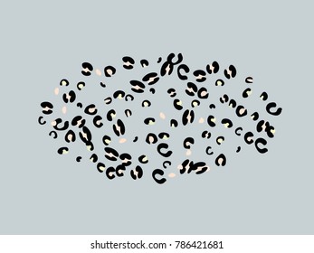 Colorful animal spots. Animal abstract print pattern. Gentle Grey background. Vector illustration for celebration, party, holiday, invitation and Your project. Chaotic Decor. Modern Creative Style.