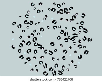 Colorful animal spots. Animal abstract print pattern. Gentle Grey background. Vector illustration for celebration, party, holiday, invitation and Your project. Chaotic Decor. Modern Creative Style.
