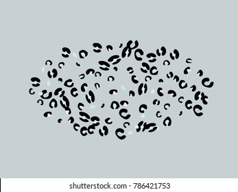 Colorful animal spots. Animal abstract print pattern. Gentle Grey background. Vector illustration for celebration, party, holiday, invitation and Your project. Chaotic Decor. Modern Creative Style.