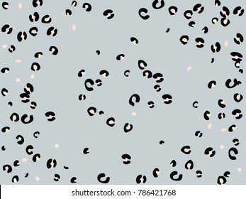 Colorful animal spots. Animal abstract print pattern. Gentle Grey background. Vector illustration for celebration, party, holiday, invitation and Your project. Chaotic Decor. Modern Creative Style.