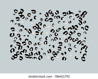 Colorful animal spots. Animal abstract print pattern. Gentle Grey background. Vector illustration for celebration, party, holiday, invitation and Your project. Chaotic Decor. Modern Creative Style.
