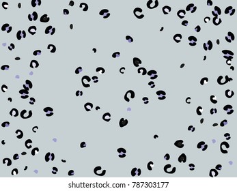 Colorful animal spots. Animal abstract print pattern. Gentle Grey background. Vector illustration for celebration, party, holiday, invitation and Your project. Chaotic Decor. Modern Creative Style.