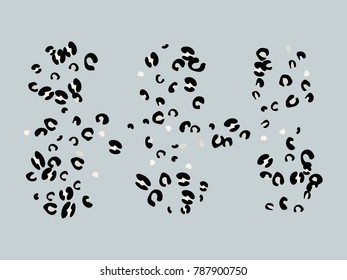 Colorful animal spots. Animal abstract print pattern. Gentle Grey background. Vector illustration for celebration, party, holiday, invitation and Your project. Chaotic Decor. Modern Creative Style.