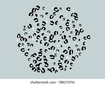 Colorful animal spots. Animal abstract print pattern. Gentle Grey background. Vector illustration for celebration, party, holiday, invitation and Your project. Chaotic Decor. Modern Creative Style.