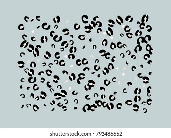 Colorful animal spots. Animal abstract print pattern. Gentle Grey background. Vector illustration for celebration, party, holiday, invitation and Your project. Chaotic Decor. Modern Creative Style.