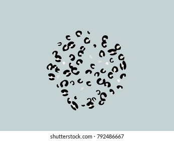Colorful animal spots. Animal abstract print pattern. Gentle Grey background. Vector illustration for celebration, party, holiday, invitation and Your project. Chaotic Decor. Modern Creative Style.