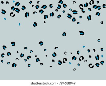 Colorful animal spots. Animal abstract print pattern. Gentle Grey background. Vector illustration for celebration, party, holiday, invitation and Your project. Chaotic Decor. Modern Creative Style.