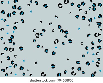 Colorful animal spots. Animal abstract print pattern. Gentle Grey background. Vector illustration for celebration, party, holiday, invitation and Your project. Chaotic Decor. Modern Creative Style.