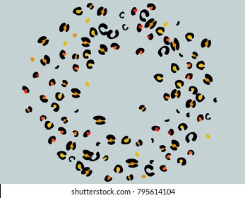 Colorful animal spots. Animal abstract print pattern. Gentle Grey background. Vector illustration for celebration, party, holiday, invitation and Your project. Chaotic Decor. Modern Creative Style.
