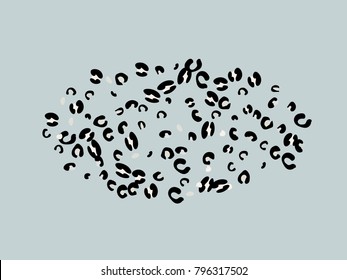 Colorful animal spots. Animal abstract print pattern. Gentle Grey background. Vector illustration for celebration, party, holiday, invitation and Your project. Chaotic Decor. Modern Creative Style.