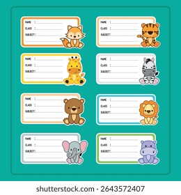 Colorful Animal Themed Name Tags for Kids. Animal School Labels.

