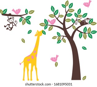 Colorful Animals. For the baby room, playground, nursery room, bedroom. Graphic design lifestyle, vector for cutting, wall decals, interior, vector, design, sticker, decals, decorative