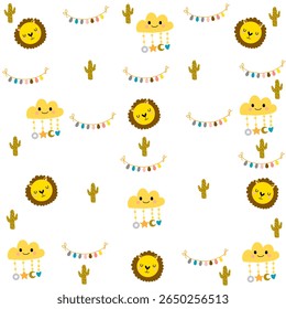 Animales coloridos con fondo de estilo boho