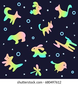 Colorful animals. Seamless pattern. Vector illustration