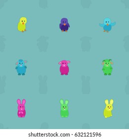 Colorful animals - vector background