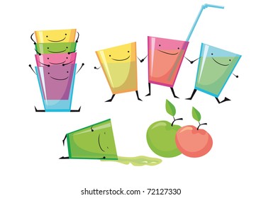 colorful animated plastic cups and apples