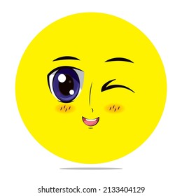 Colorful Anime Expression Emoji.  Face Icon Illustration. Vector Design Art Trendy Communication Chat Elements. For Cards, T-Shirts, Wallpaper, Greeting Cards, etc.