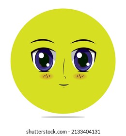 Colorful Anime Expression Emoji.  Face Icon Illustration. Vector Design Art Trendy Communication Chat Elements. For Cards, T-Shirts, Wallpaper, Greeting Cards, etc.