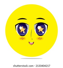 Colorful Anime Expression Emoji.  Face Icon Illustration. Vector Design Art Trendy Communication Chat Elements. For Cards, T-Shirts, Wallpaper, Greeting Cards, etc.