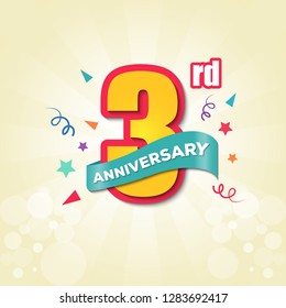 Colorful Anniversary Emblem 3rd Anniversary Template Design Vector