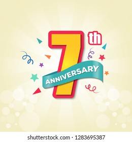 Colorful Anniversary Emblem 7nd Anniversary Template Design Vector