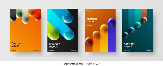 Colorful annual report design vector illustration composition. Original 3D balls cover template collection.