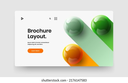 Colorful annual report design vector layout. Isolated realistic balls corporate brochure illustration.