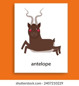  colorful  antelope, ungulate herbivores animals cartoon flat  vector illustration