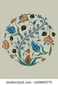 colorful antique ottoman Turkish design pattern vector
