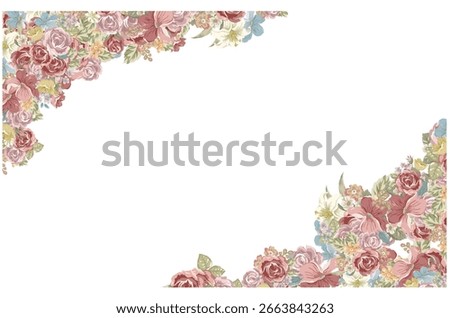 Colorful Antique Rose Corner Frame