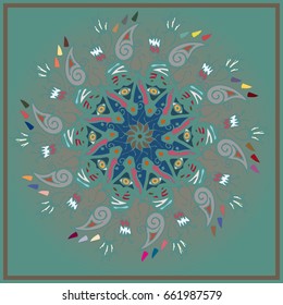 Colorful antistress mandala in style zentangle inspired art with doodle.