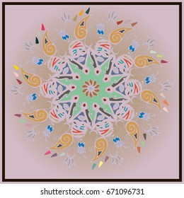 Colorful antistress mandala in style zentangle inspired art with doodle.