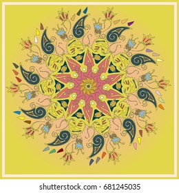 Colorful antistress mandala in style zentangle inspired art with doodle.