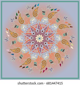 Colorful antistress mandala in style zentangle inspired art with doodle.