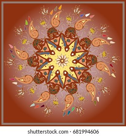 Colorful antistress mandala in style zentangle inspired art with doodle.