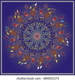 Colorful antistress mandala in style zentangle inspired art with doodle.