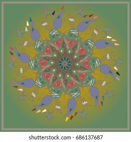 Colorful antistress mandala in style zentangle inspired art with doodle.