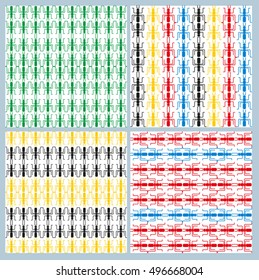  Colorful ants seamless pattern. The pattern of insects. Set. EPS 10 vector file. 