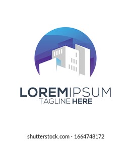 colorful apartment logo design vector