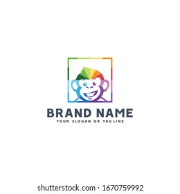 colorful apes logo design vector template