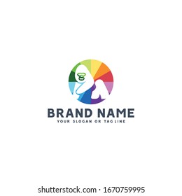 colorful apes logo design vector template