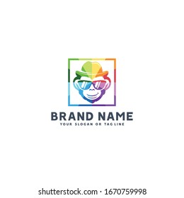 colorful apes logo design vector template
