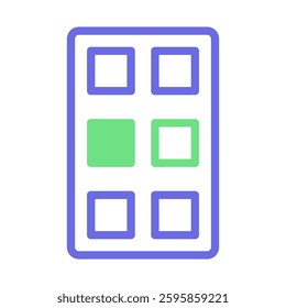 A colorful app icon featuring a grid of squares, symbolizing choices and digital interfaces.